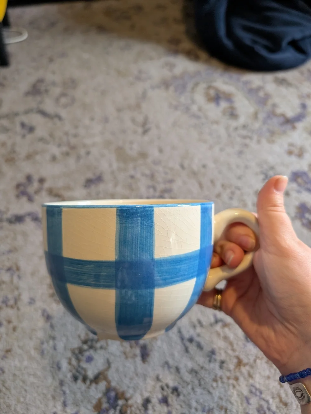 Cottage‎ Core Blue Plaid Mug