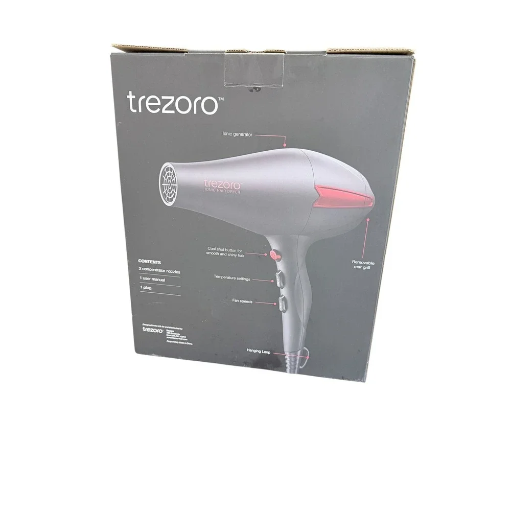 Trezoro Ionic Hair‎ Dryer 93001 Professional 2200W Ceramic Tourmaline Black red