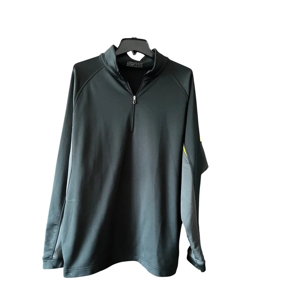 Nike Golf Dri-FIT Thermal‎ Pullover XL Black Yellow Long Sleeve Shirt