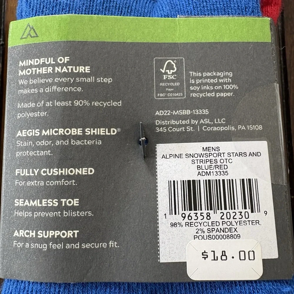 Lot Of 6 Pairs Ski Socks Mens‎ Womens Size L Fully Cushioned Blue/Red Unisex NEW
