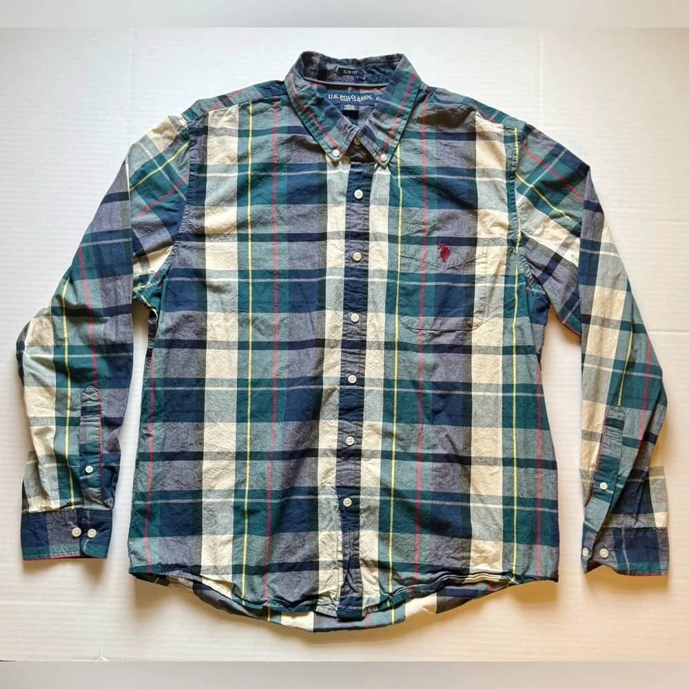 U.S. Polo Assn. Men's Multicolor‎ Plaid Shirt Size XL (0022)A7