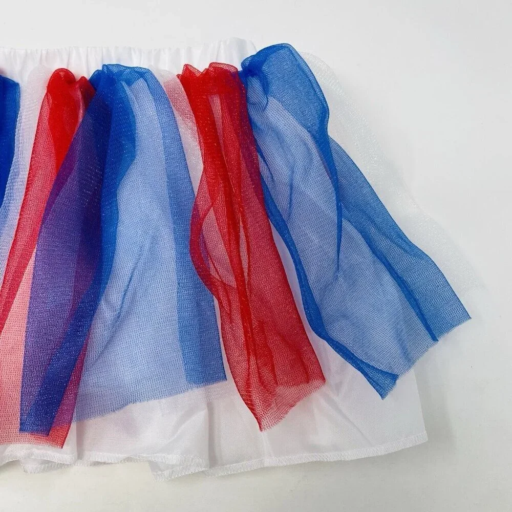 Child Size S/M Patriotic Red White‎ Blue Americana Mesh Tutu Play Halloween 414