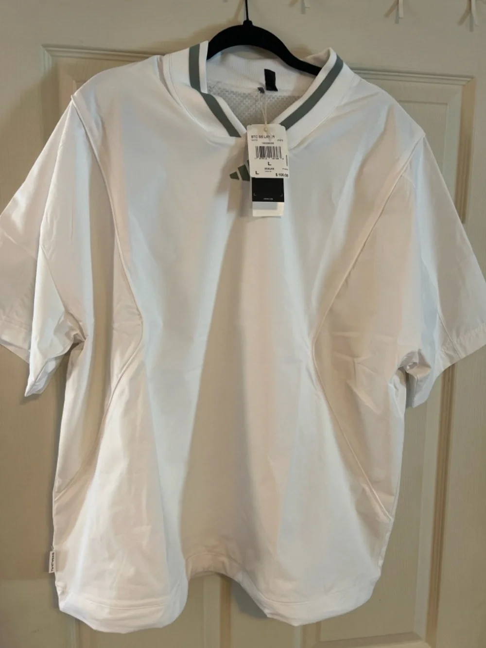 #135 Adidas White Golf Tee TwistWeave Short Sleeve NWT Size L
