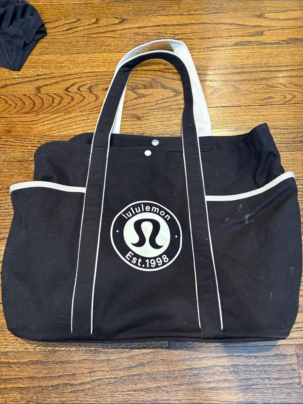 lululemon athletica Black Tote Bag with White Trim