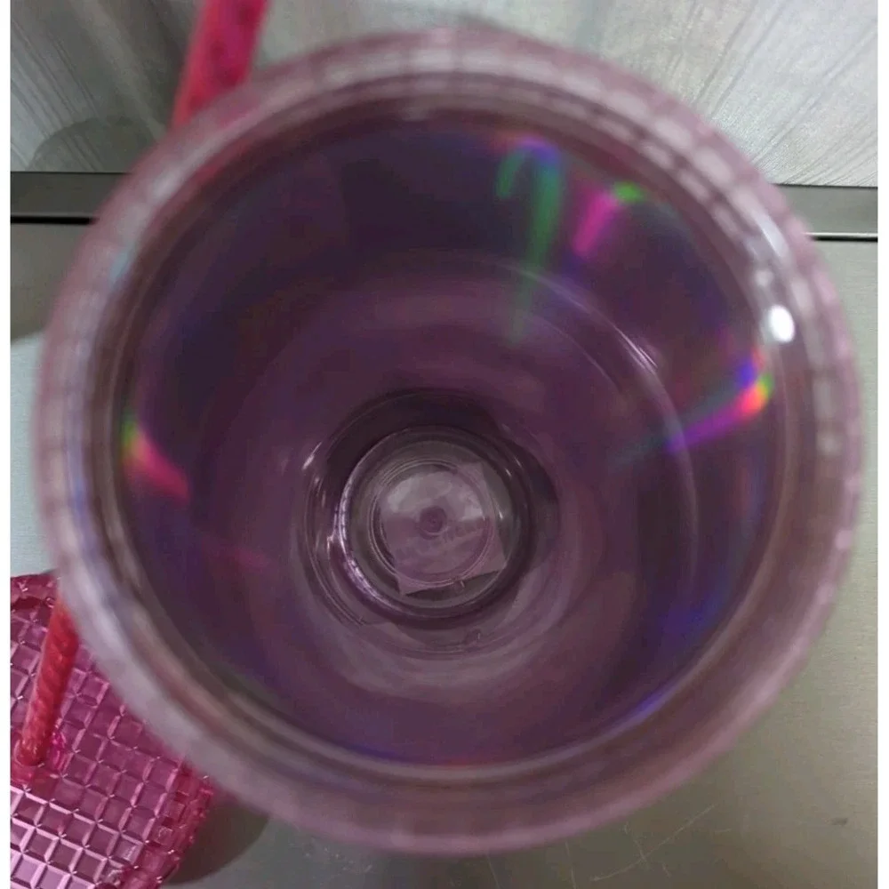 Starbucks 2023 Grid Bubblegum Gradient Pink Silver Iridescent Tumbler Cup 24‎ oz