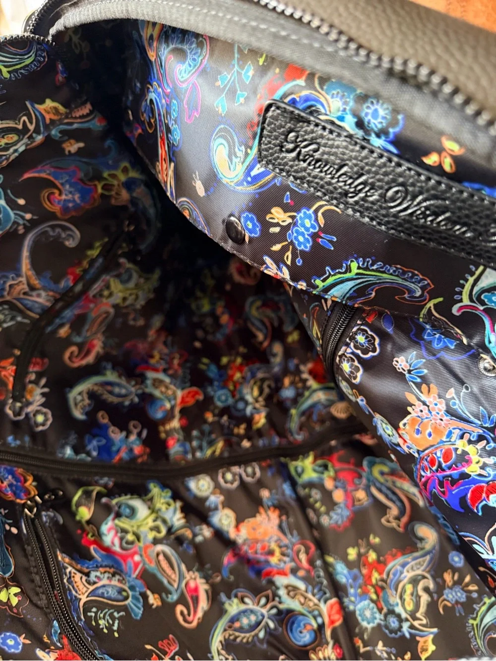 Robert Graham Black Leather Weekender Convertible Duffel Bag