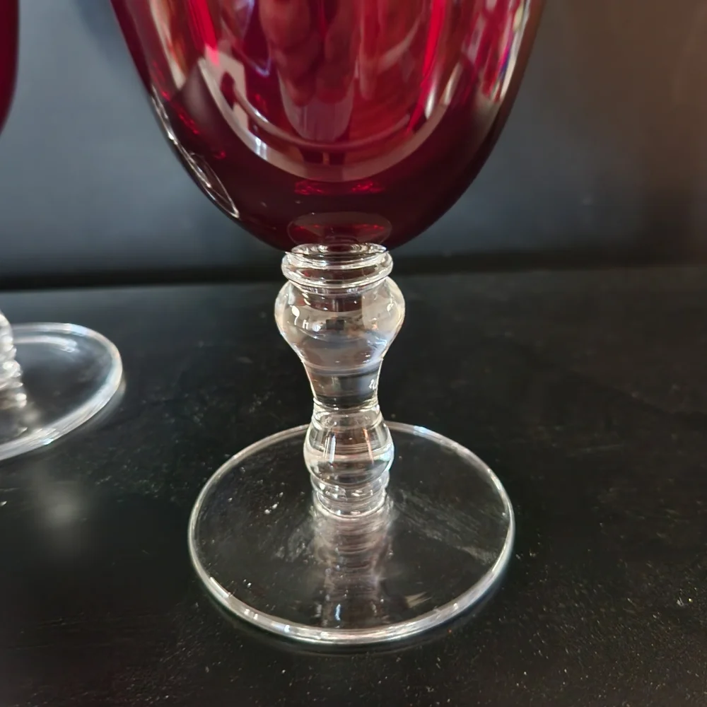 Pier 1 Elegant Red Goblet Set, Tablescape Glassware, Set Of 2