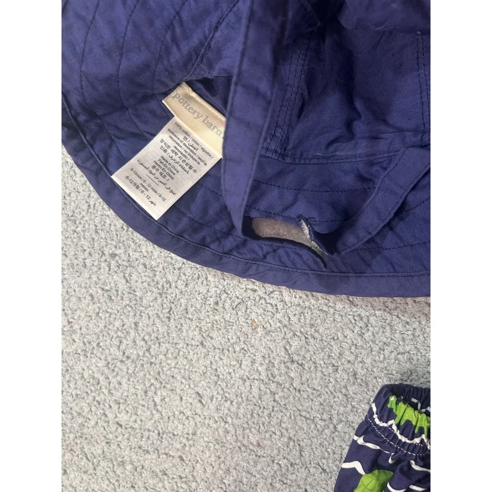 Pottery Barn Kids Sun Hat Diaper Cover 6-12M Navy Blue Turtle Coastal Beach Baby
