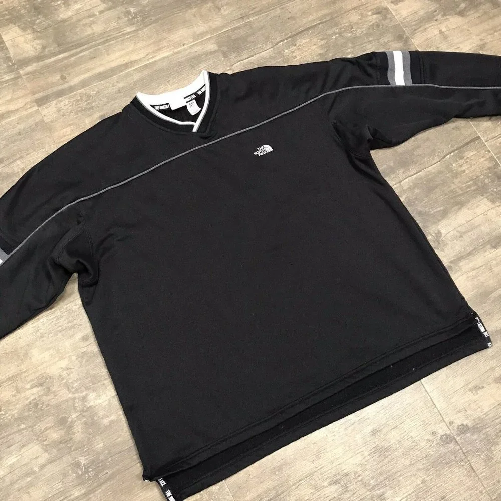 Vintage The North Face Pullover V-neck Sweatshirt Black Ultra-Wick Men Size XL‎