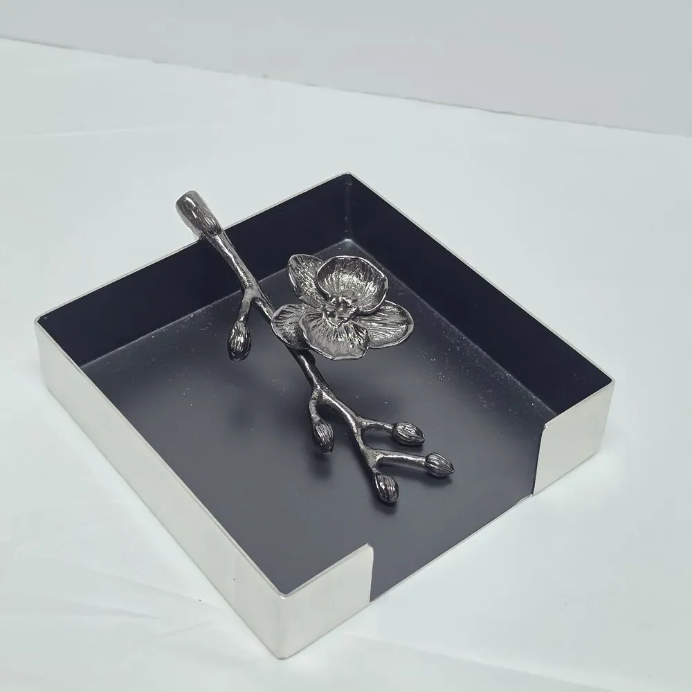 Michael Aram Black Orchid Cocktail Napkin Holder 5.25 X 5.25 X 1.25