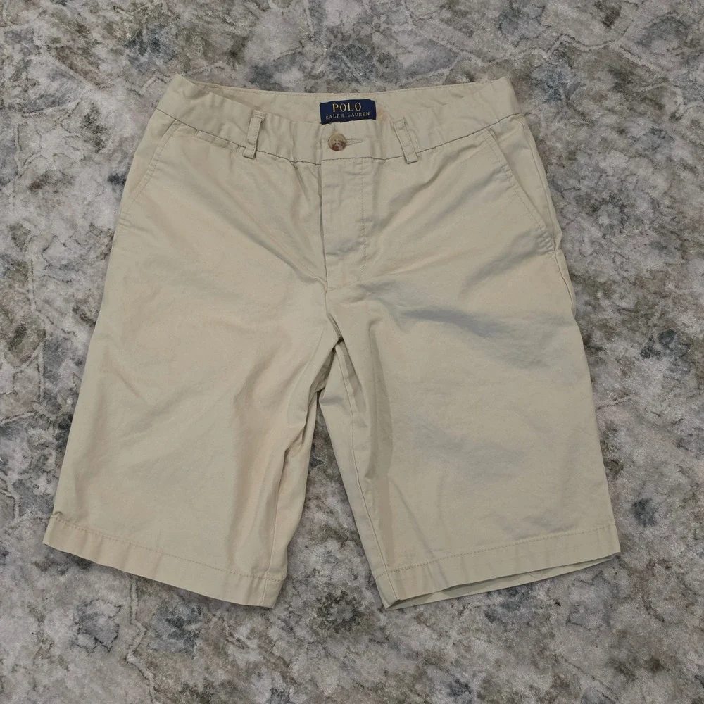 Polo Ralph Lauren Tan Khaki Classic Chino Shorts Womens Size 14 Cotton Twill