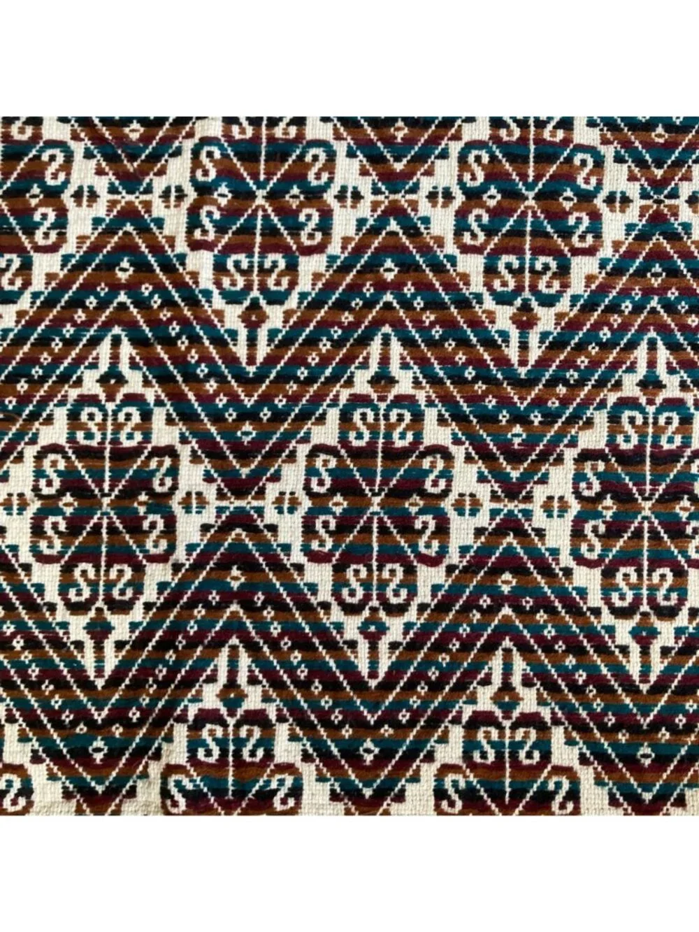 Handwoven Table Runner With Geometric Pattern And Fringe