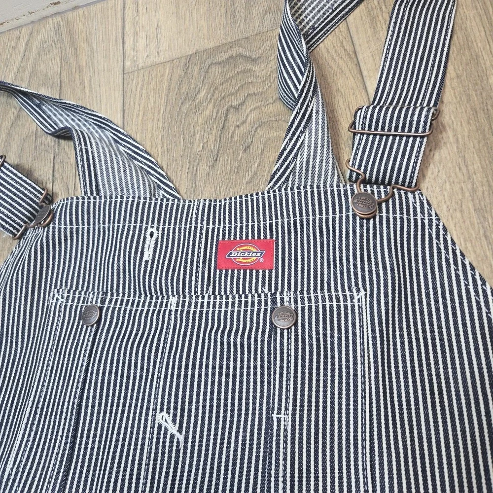 Dickies Hickory Bib Overalls Men Size 44x30 Railroad Stripe Denim