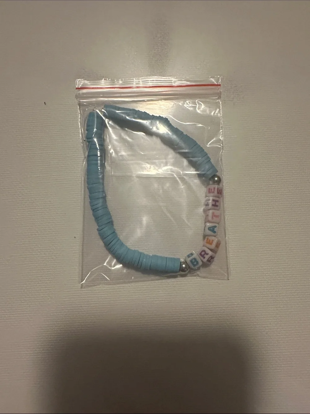 Kids Blue 'BREATHE' Bead Bracelet