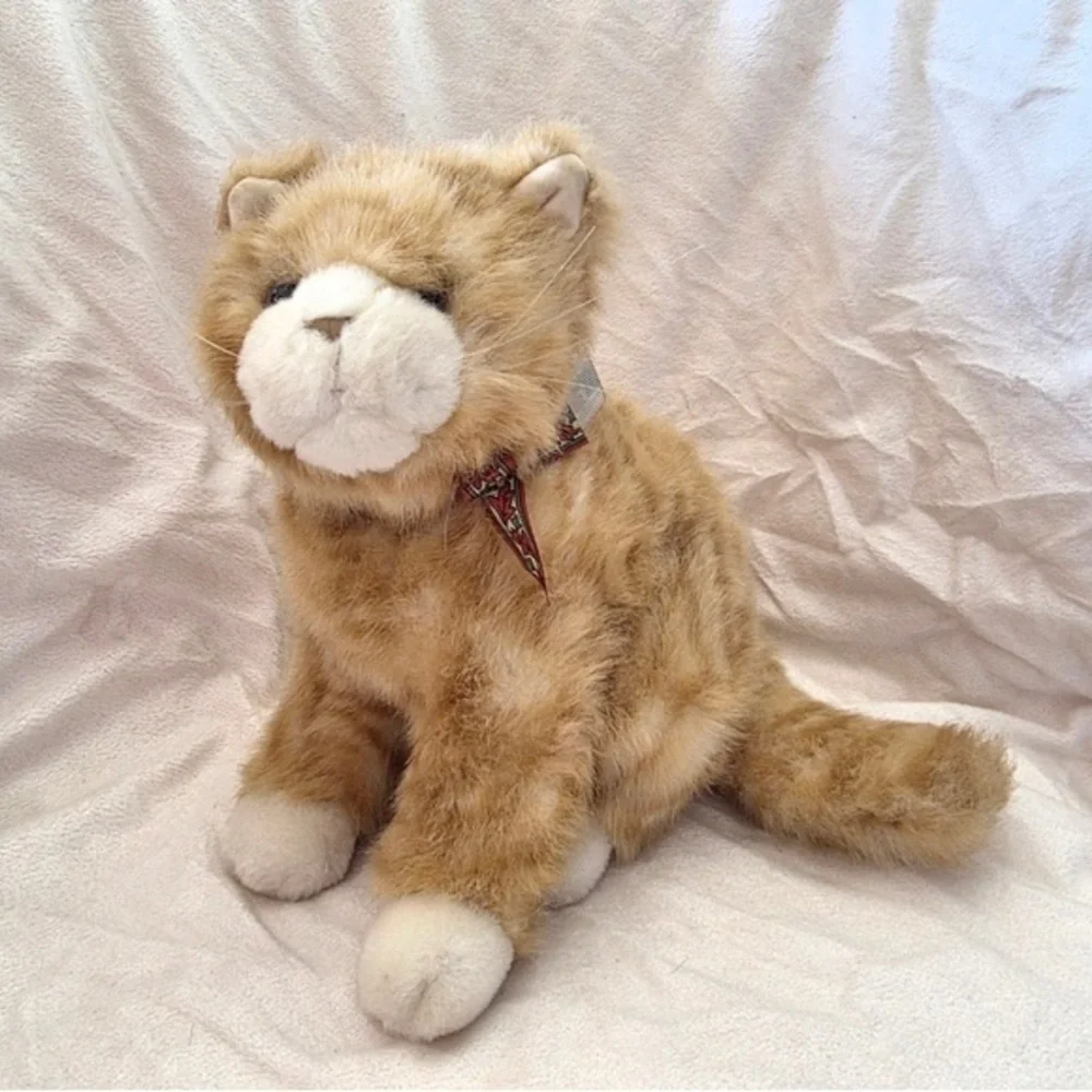 Plush Cat Toy in Light Brown and Cream - Soft Pet Plush