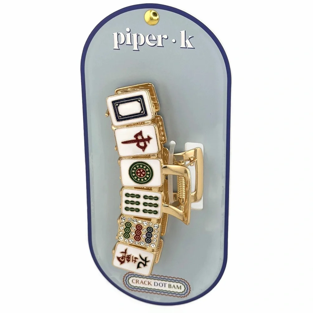 *LAST ONE* Viral Piper K Mahjong Hair Claw Clip Gold Tone Rhinestones.