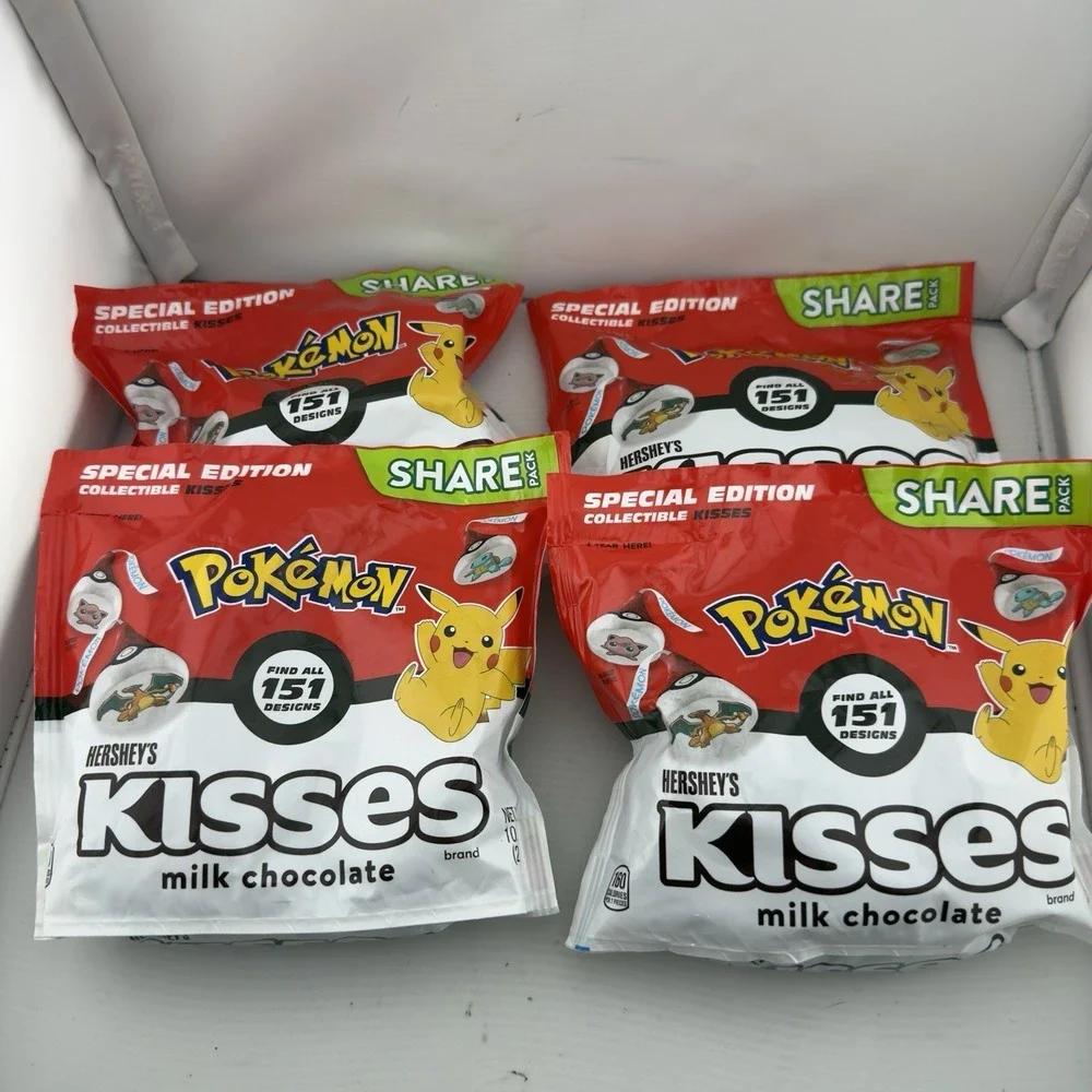 Pokemon Collectible Hershey's‎ Kisses Sealed Pack New Chocolate Lot of 4 GF
