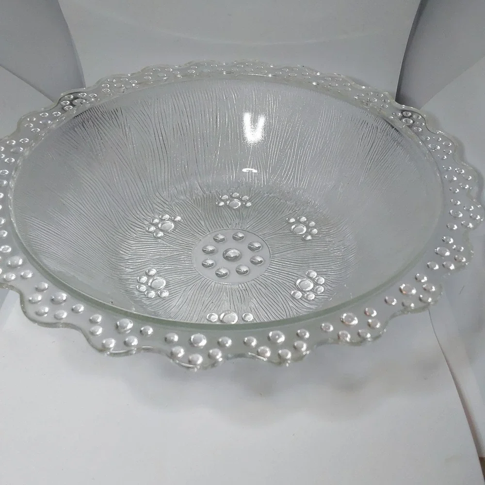 Vintage‎ Masserini Textured Bubble Bead Italian Glass Fuit Bowl 11.5