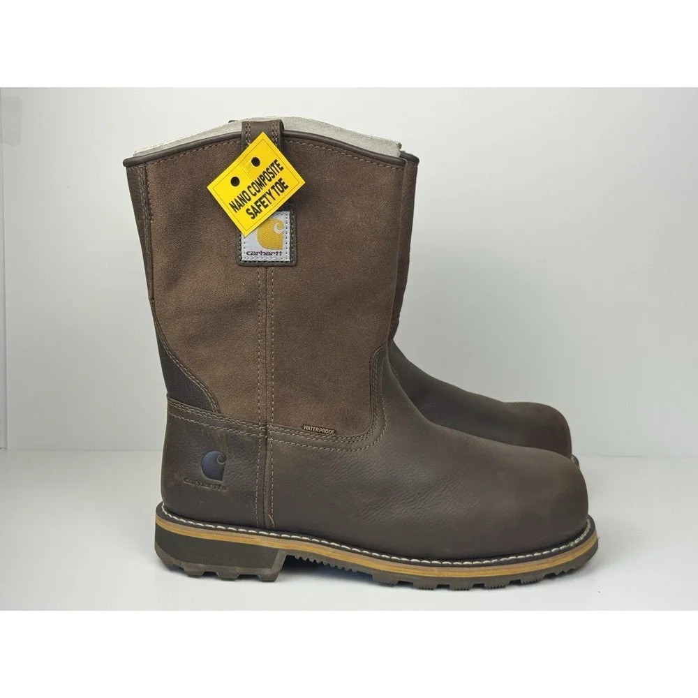 Carhartt Waterproof 10-Inch Nano Composite Toe Pull Up Boots Men's Size 9.5 Wide