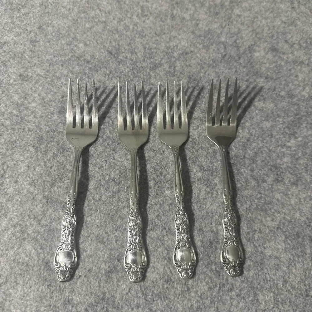4‎ International Stainless VERONA Pattern Salad or Dessert Forks  7449