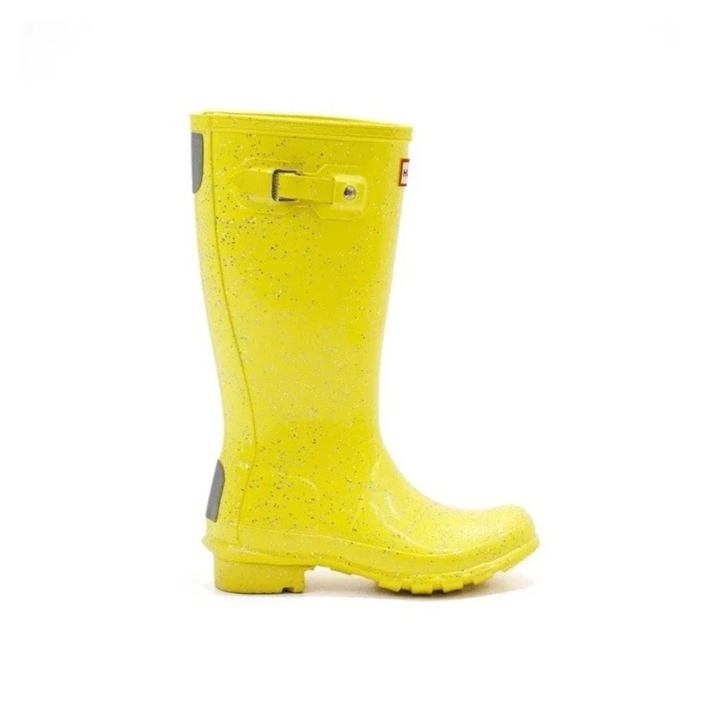 Girl's Hunter Original Giant Glitter Yellow Waterproof Rain Rubber‎ Boot Size 5