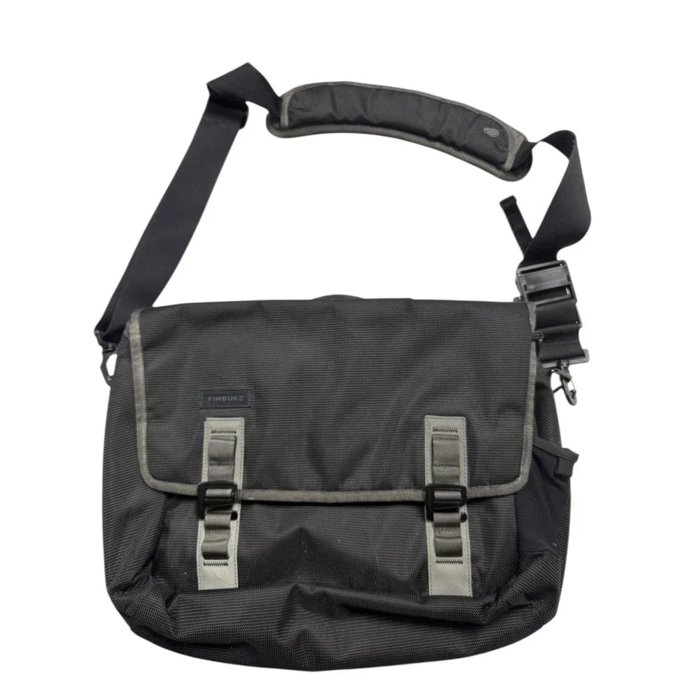 Timbuk2 Messenger Bag Black Grey Adjustable Strap‎ Laptop Commuter