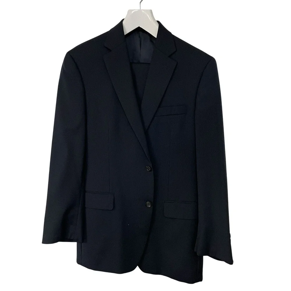 Lauren Ralph Lauren‎ 100% wool Navy Pinstrip Suit Jacket 40R Pants size 34/30