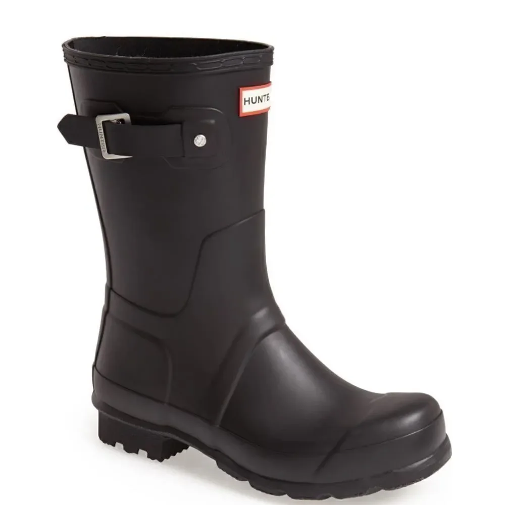 HUNTER Original‎ Short Waterproof Rain Boot, Rubber Black, Size 10, NWT