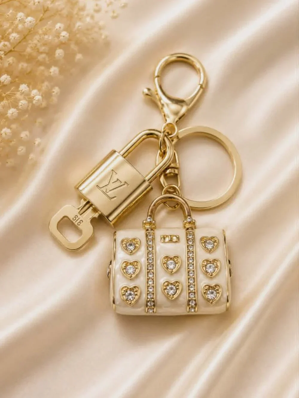 Authentic Louis Vuitton Gold Lock 🔒 Keychain Bag Charm LV