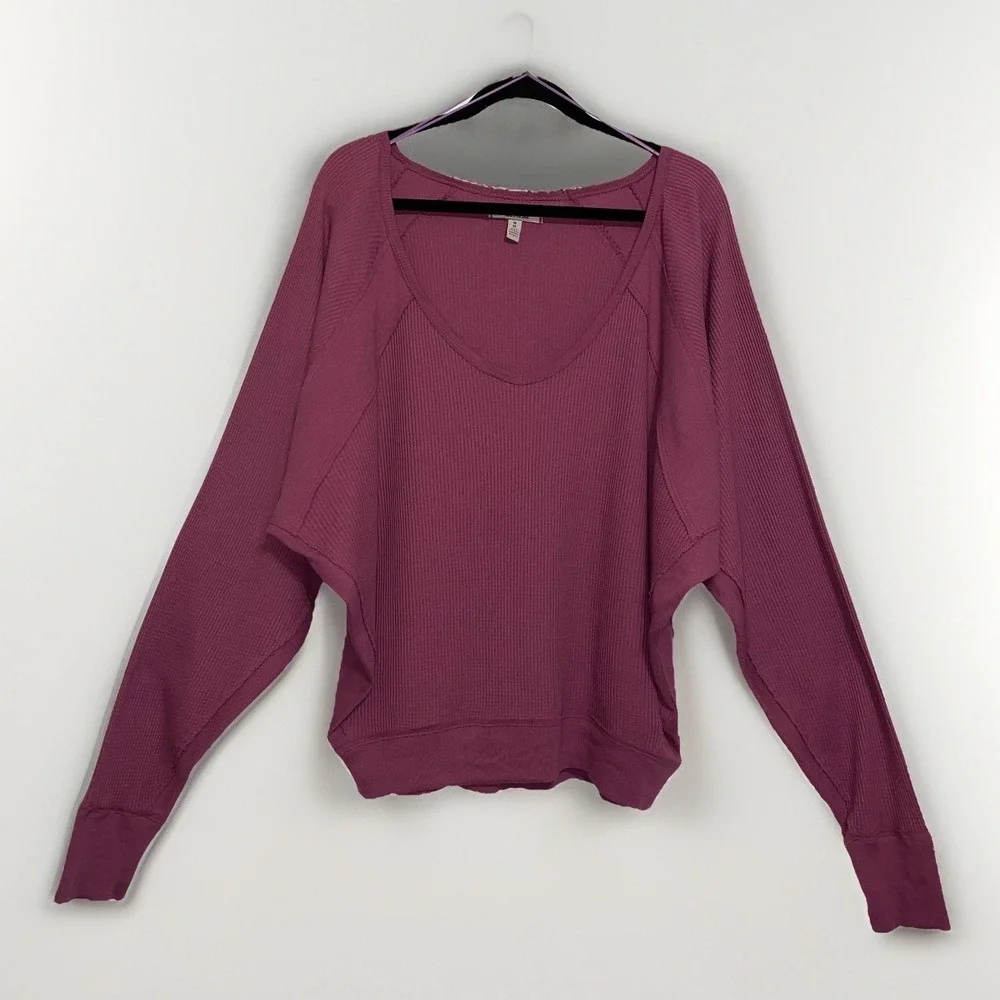 Free People Mauve Pink Rose Womens Pullover Oversized Long Sleeve Sweater Medium