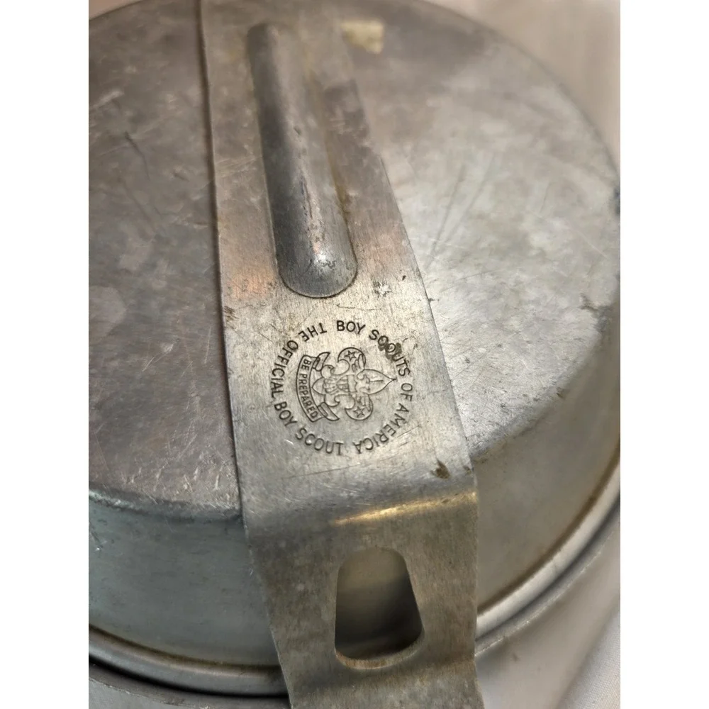 Vintage BSA Boy Scouts of America  Aluminum Mess Kit Frying Pan Bowl Camping