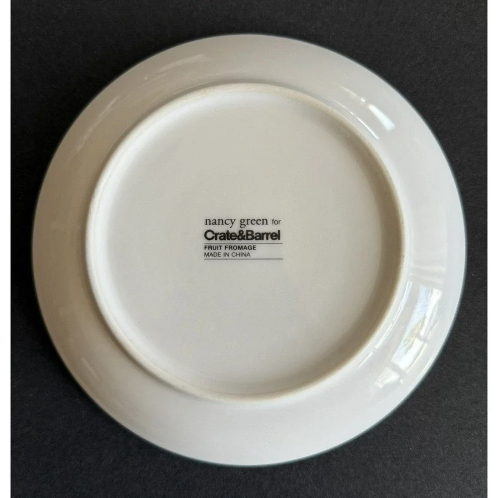 Crate & Barrel NANCY GREEN Fruit Fromage Appetizer Cheese Plates 6 1/2