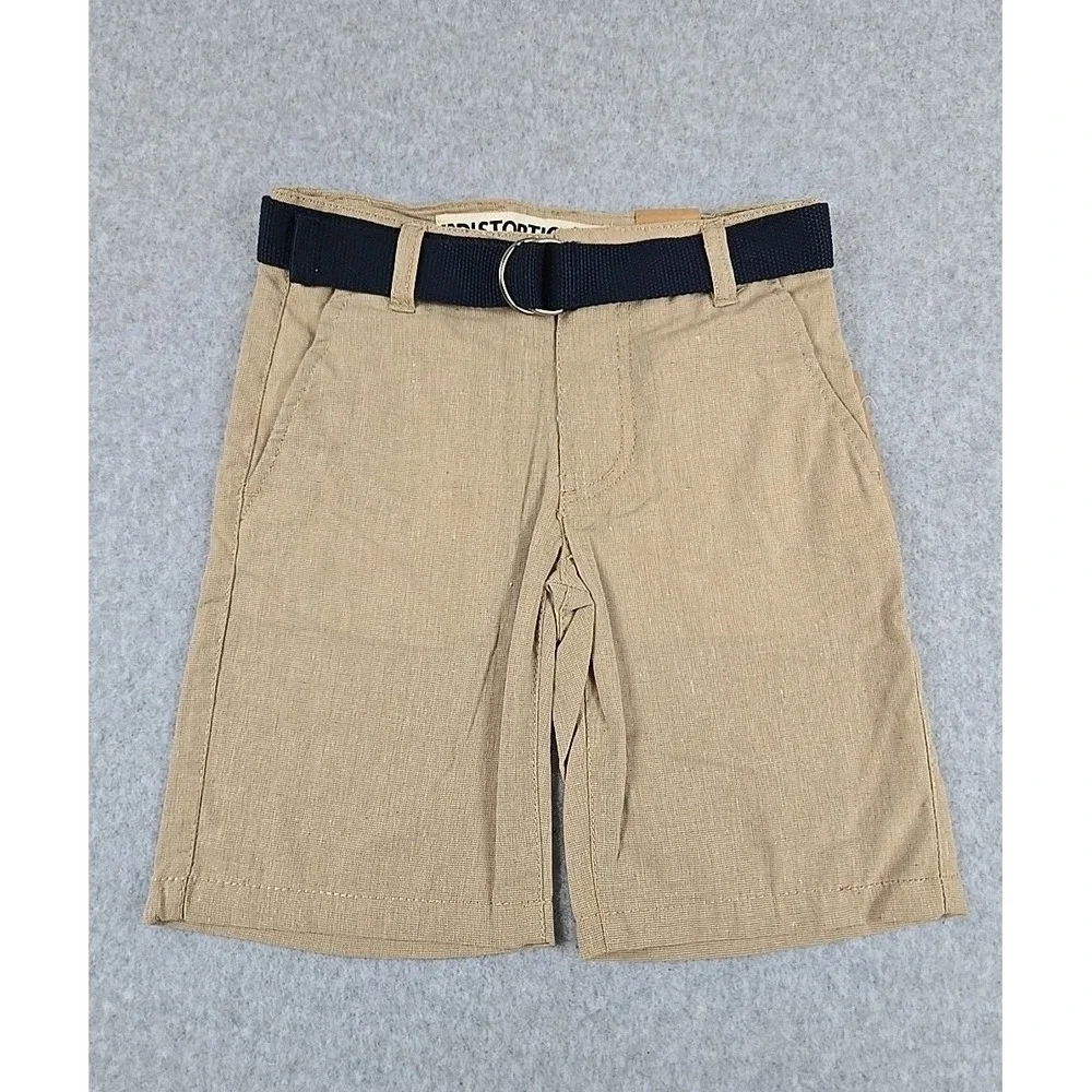 Distortion Short Boys Size 4 Chino Shorts with‎ Belt Bermuda Khaki NWT