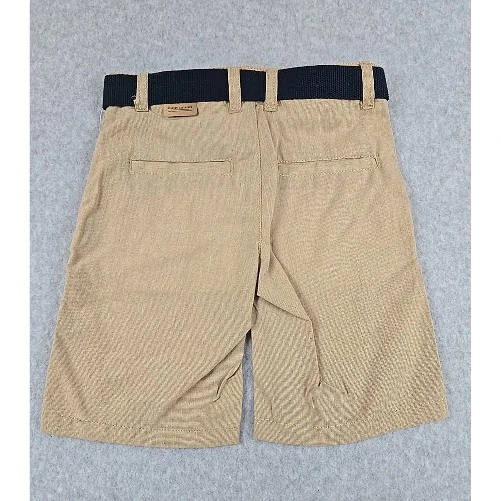 Distortion Short Boys Size 4 Chino Shorts with‎ Belt Bermuda Khaki NWT
