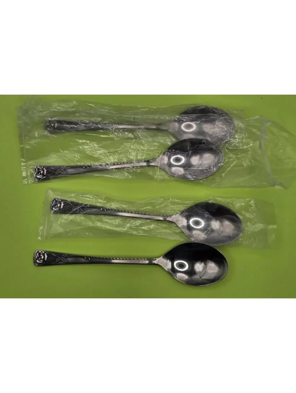 4 Noritake ROSETTA Soup Place spoons  Stainless Japan 7