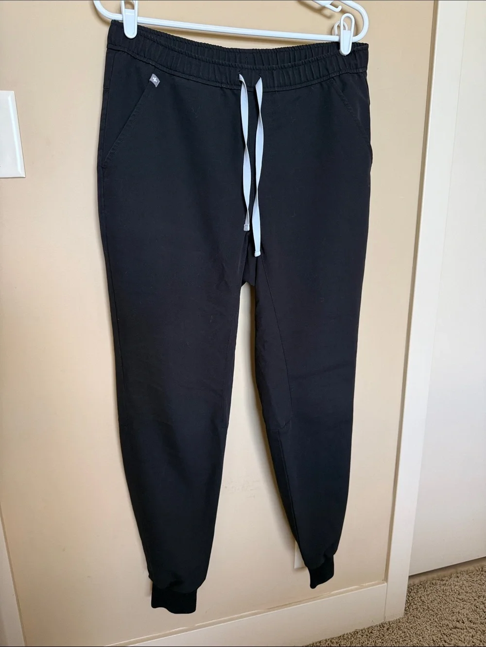 Figs Men's Black Joggers with White Drawstring