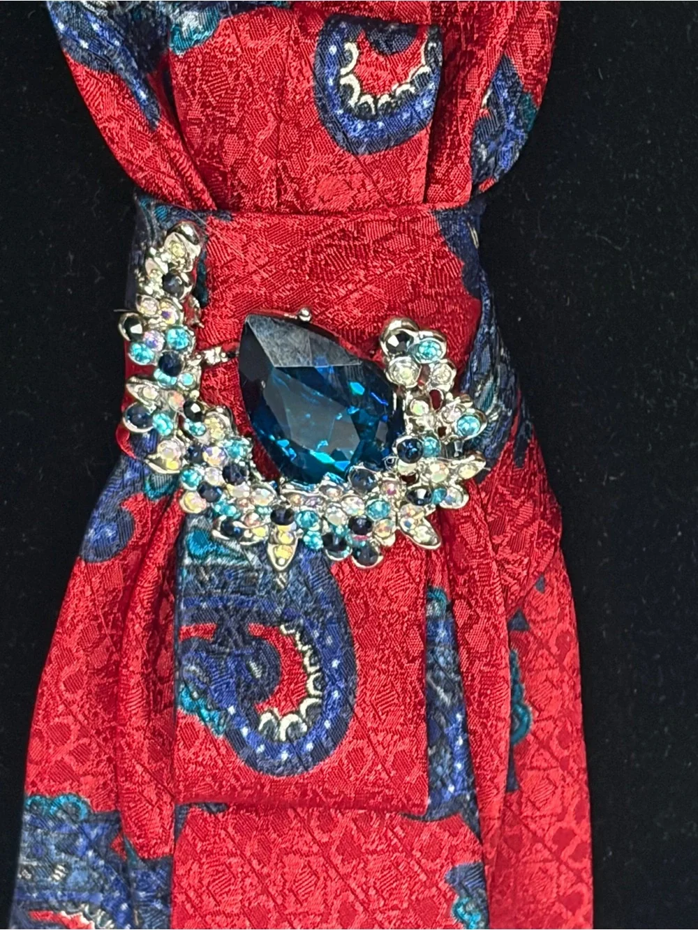 Dior Red and Blue Paisley Silk Scarf