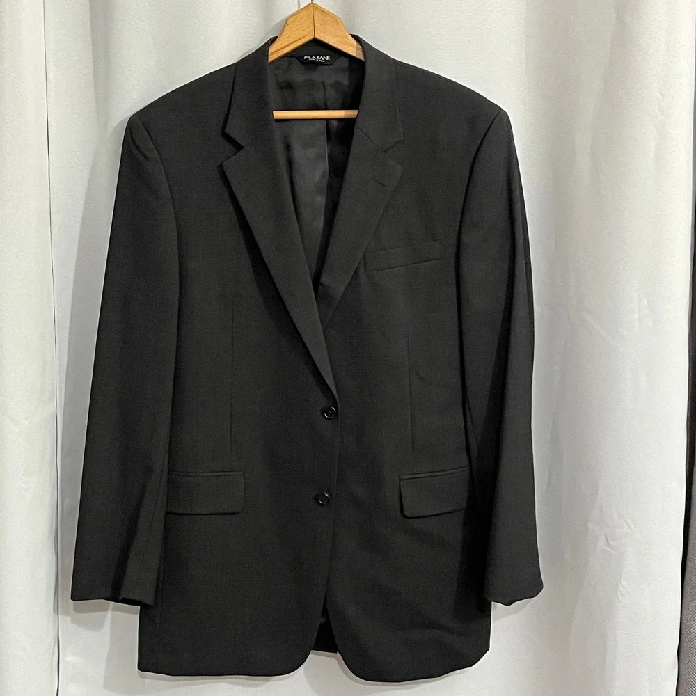Jos. A. Bank Suit Jacket Mens 43L Charcoal Grey Solid Classic Fit Wool Blazer