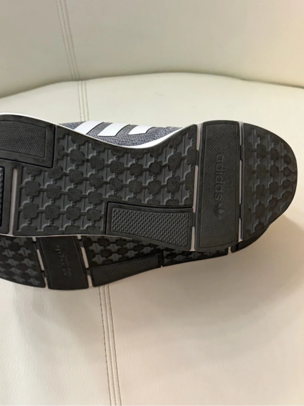adidas Grey Knit Lace-Up Sneakers with White Accents