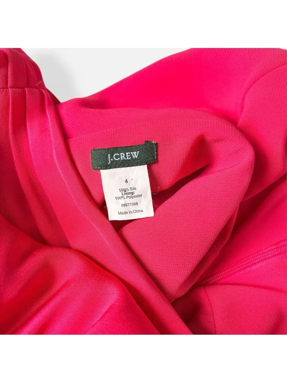 J. Crew Bright Pink Satin Silk Dress Y2K Size 4