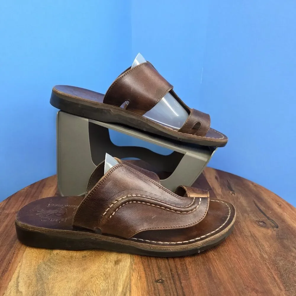 Jerusalem Sandals Peter Leather Toe Strap Sandal Men's 43 (10) Brown (HTF Size)