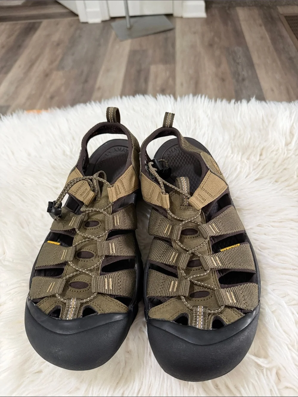 Keen Men's Newport H2 Olive and Tan Closed-Toe Outdoor Sandals