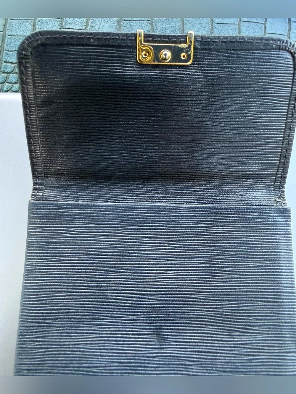 Givenchy Men's Textured Navy Leather Kiss Lock Wallet