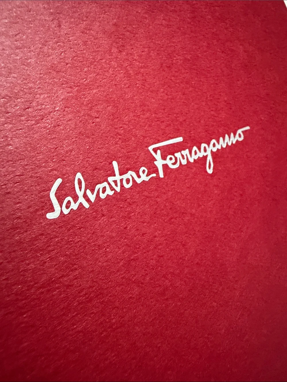 Salvatore Ferragamo Wine Red Gift Box with Silver Logo/ warranty authentic book
