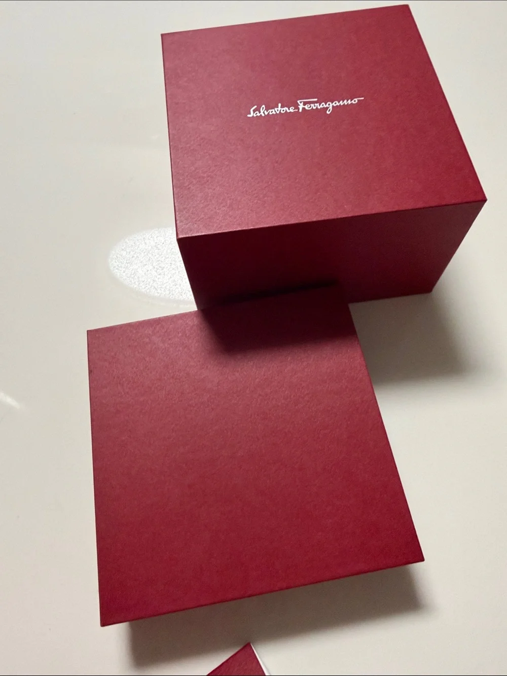 Salvatore Ferragamo Wine Red Gift Box with Silver Logo/ warranty authentic book