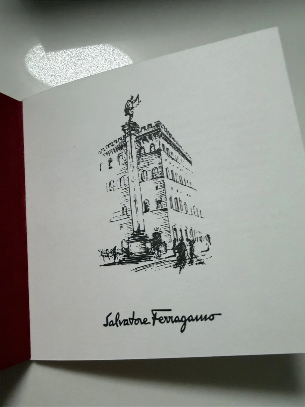 Salvatore Ferragamo Wine Red Gift Box with Silver Logo/ warranty authentic book