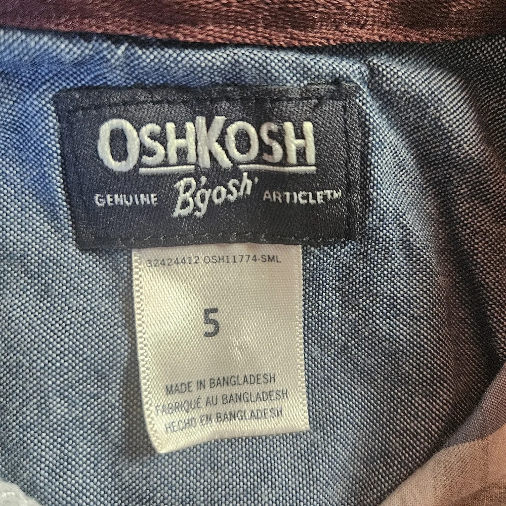 Oshkosh B'Gosh Plaid Button Down Size 5 Blue‎ And Reddish Brown
