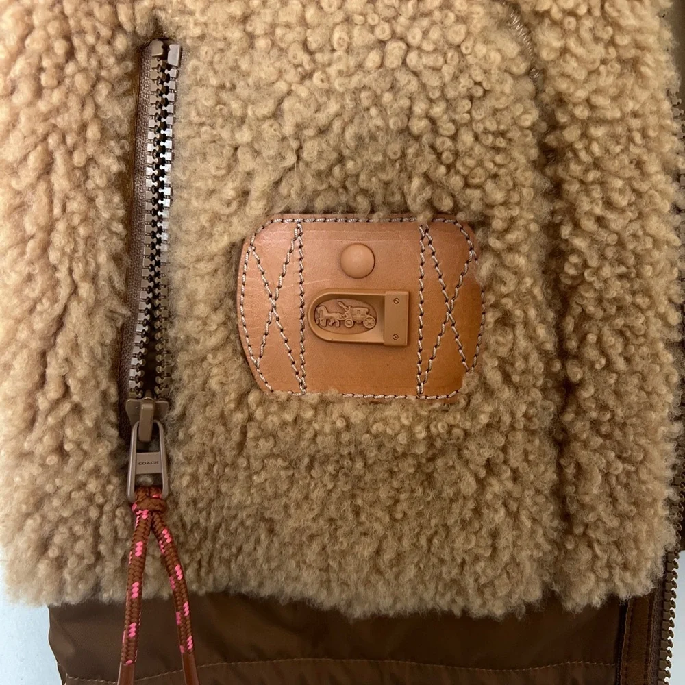 Coach Shearling Leather Tan Vest Jacket Outerwear BNWT