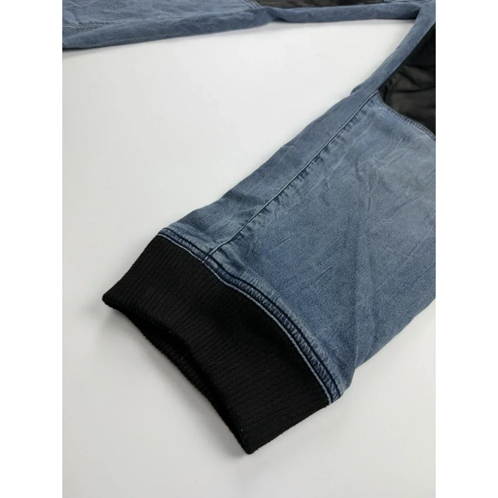 True Religion Jogger Pants Men's Approx 40 Blue Denim Contrast Panel Drawstring