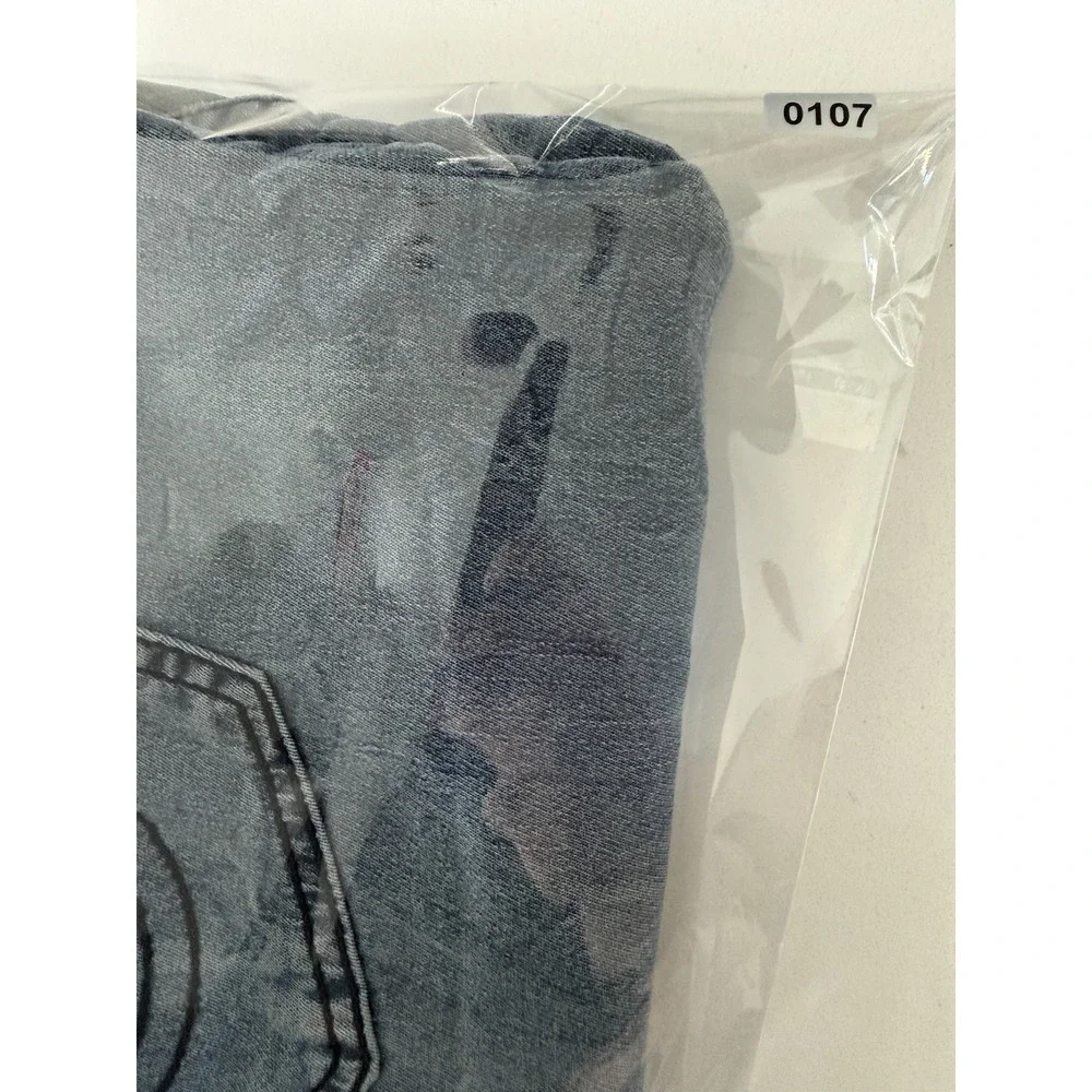 True Religion Jogger Pants Men's Approx 40 Blue Denim Contrast Panel Drawstring